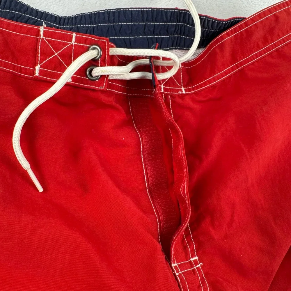 Vintage Polo Ralph Lauren Swim Trunks Men XL Red Board Shorts Cargo Pocket Nylon